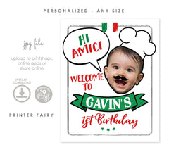 Personalized Pasta Birthday Welcome Sign, Italian Theme (Digital Download)
