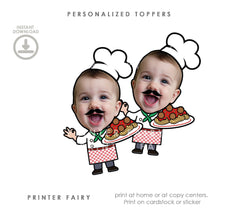 Personalized Trattoria Cupcake Toppers, Italian Party Decoration (Digital Download)