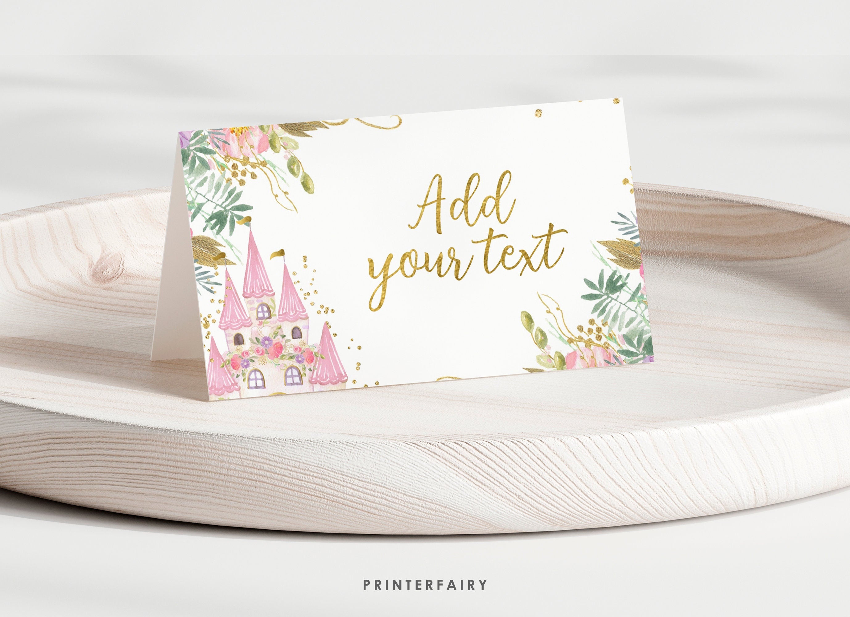 Editable Princess Castle Food Tents, Floral Birthday Decor (Instant Download)