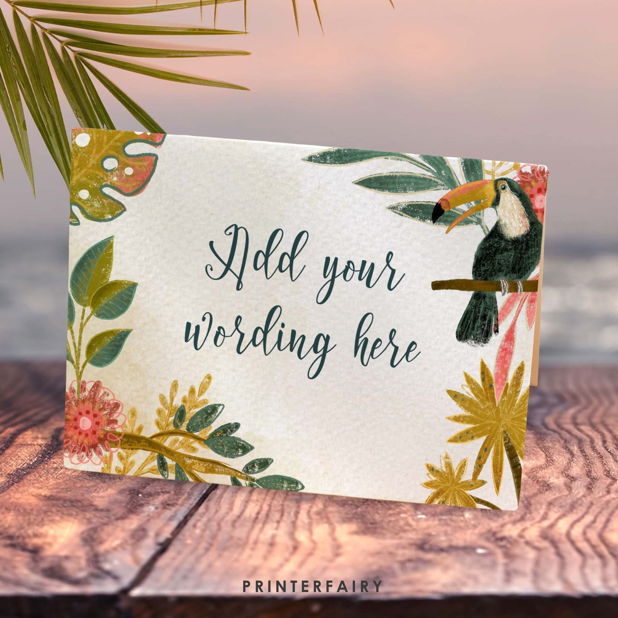 Tropical Birds Birthday Food Tents, Luau Label (INSTANT DOWNLOAD)