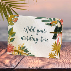 Tropical Birds Birthday Food Tents, Luau Label (INSTANT DOWNLOAD)