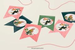 Tropical Birds Birthday Banner, Luau Party Decor (INSTANT DOWNLOAD)