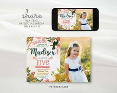 Tropical Birds Birthday Invitation with Photo, Editable Luau Invite (Instant Download)