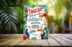 Toucan Birthday Invitation, EDITABLE, Tropical Luau Invite (INSTANT DOWNLOAD)