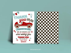 Race Car Birthday Thank You Card, Editable Racing Party (Digital Item)