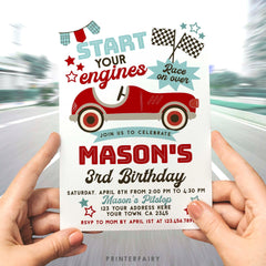 Race Car Birthday Invitation, Editable Racing Party (Digital)