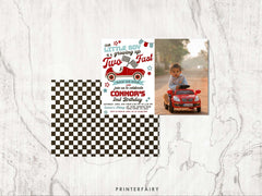 Two Fast Race Car 2nd Birthday Invitation with Photo (Editable Digital Item)