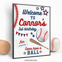Editable Baseball Birthday Welcome Sign (Digital Download)