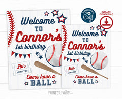 Editable Baseball Birthday Welcome Sign (Digital Download)