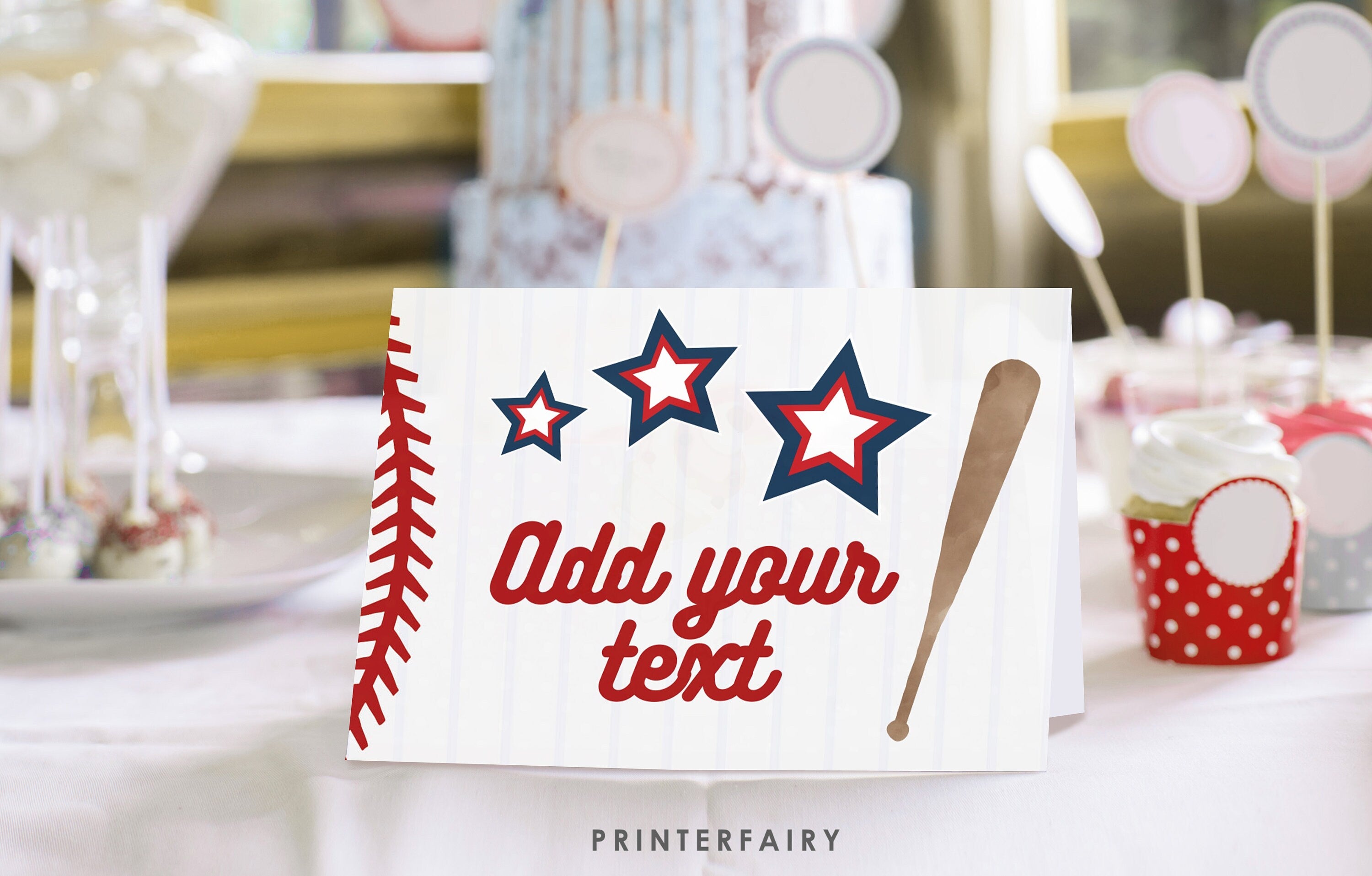 Editable Baseball Birthday Party Food Tents (Digital Download)