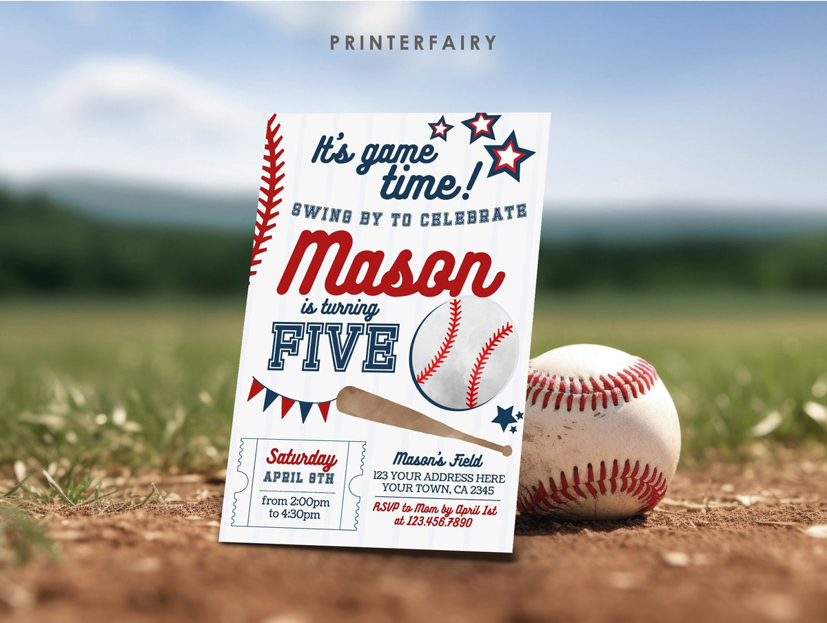Editable Baseball Birthday Invitation, Sports Party (Digital)