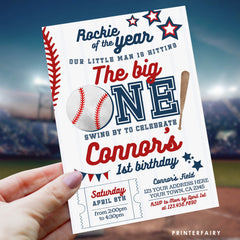 Baseball First Birthday Invitation, EDITABLE (Digital Item)