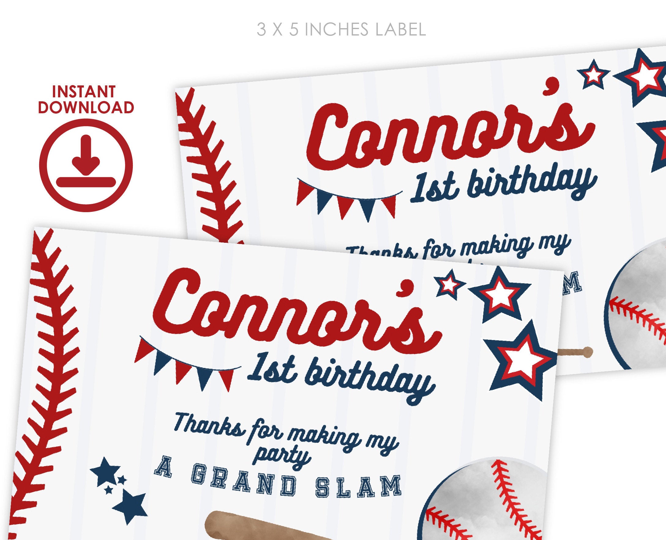 Baseball Party Favor Box, EDITABLE Label (Instant Download)