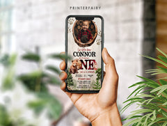 Lumberjack Bear 1st Birthday Evite with Photo (Digital Invitation)