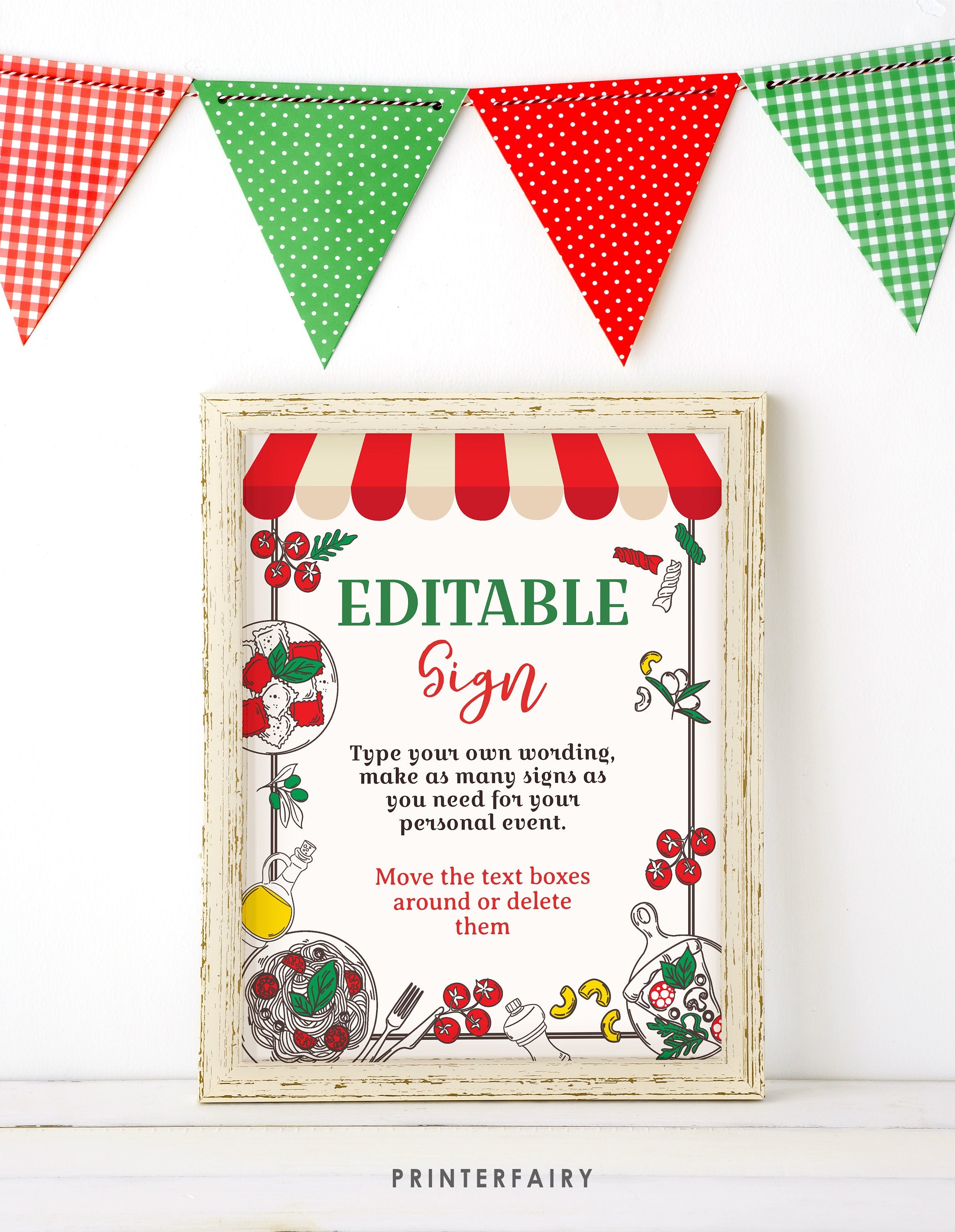 Italian Birthday Party Sign, Editable Printable Decor (Instant Download)