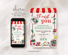 Italian Party Thank You Cards, Printable Birthday Notes (Editable)