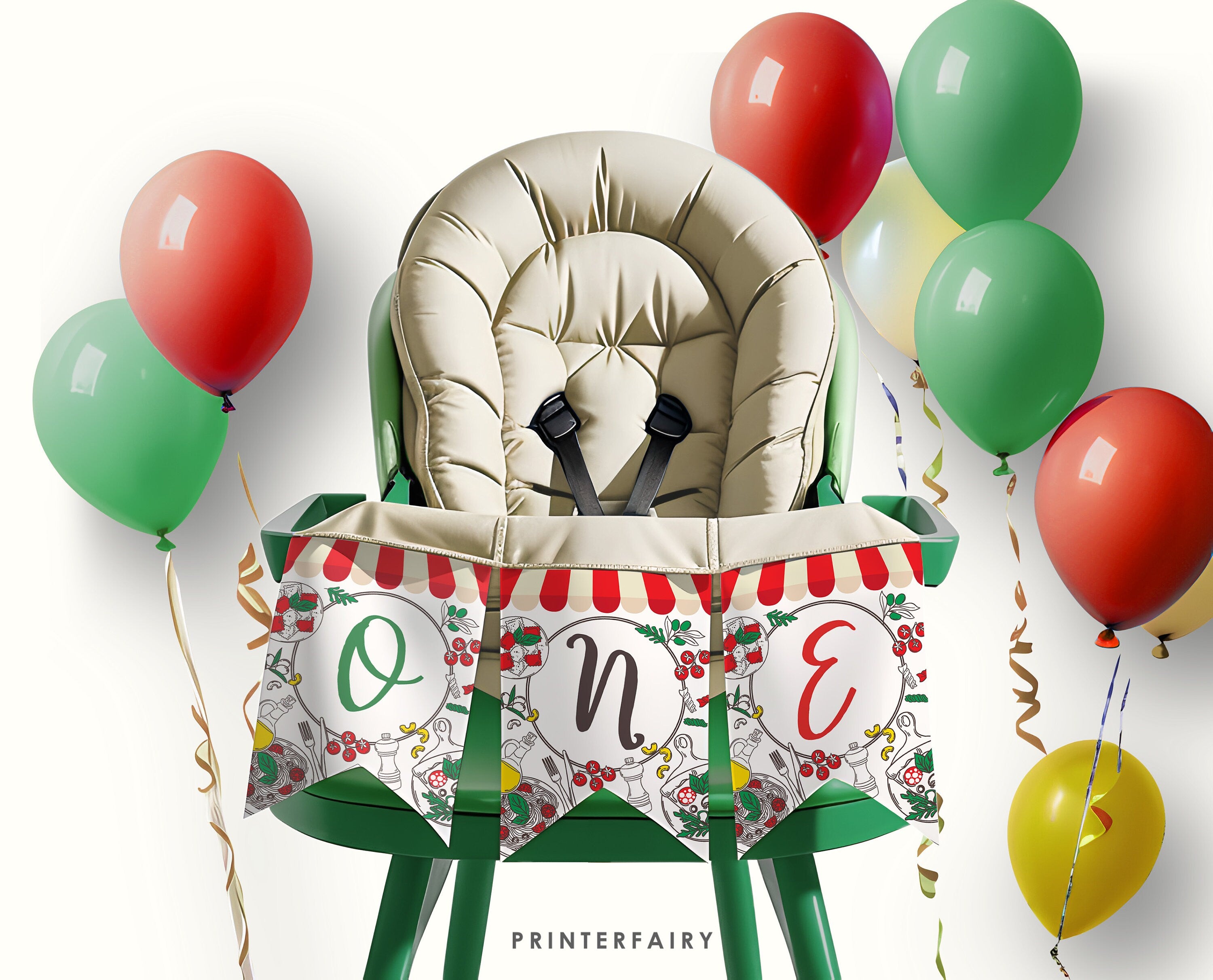 Italian 1st Birthday Banner, Pizza, Spaghetti, Editable Printable (Digital Download)