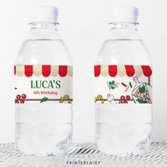 Italian Birthday Party Water Bottle Label, Personalized Printable (Digital Item)
