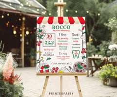 Italian First Birthday Milestones Board, Pizza Spaghetti Party (Printable Sign)