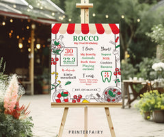 Italian First Birthday Milestones Board, Pizza Spaghetti Party (Printable Sign)