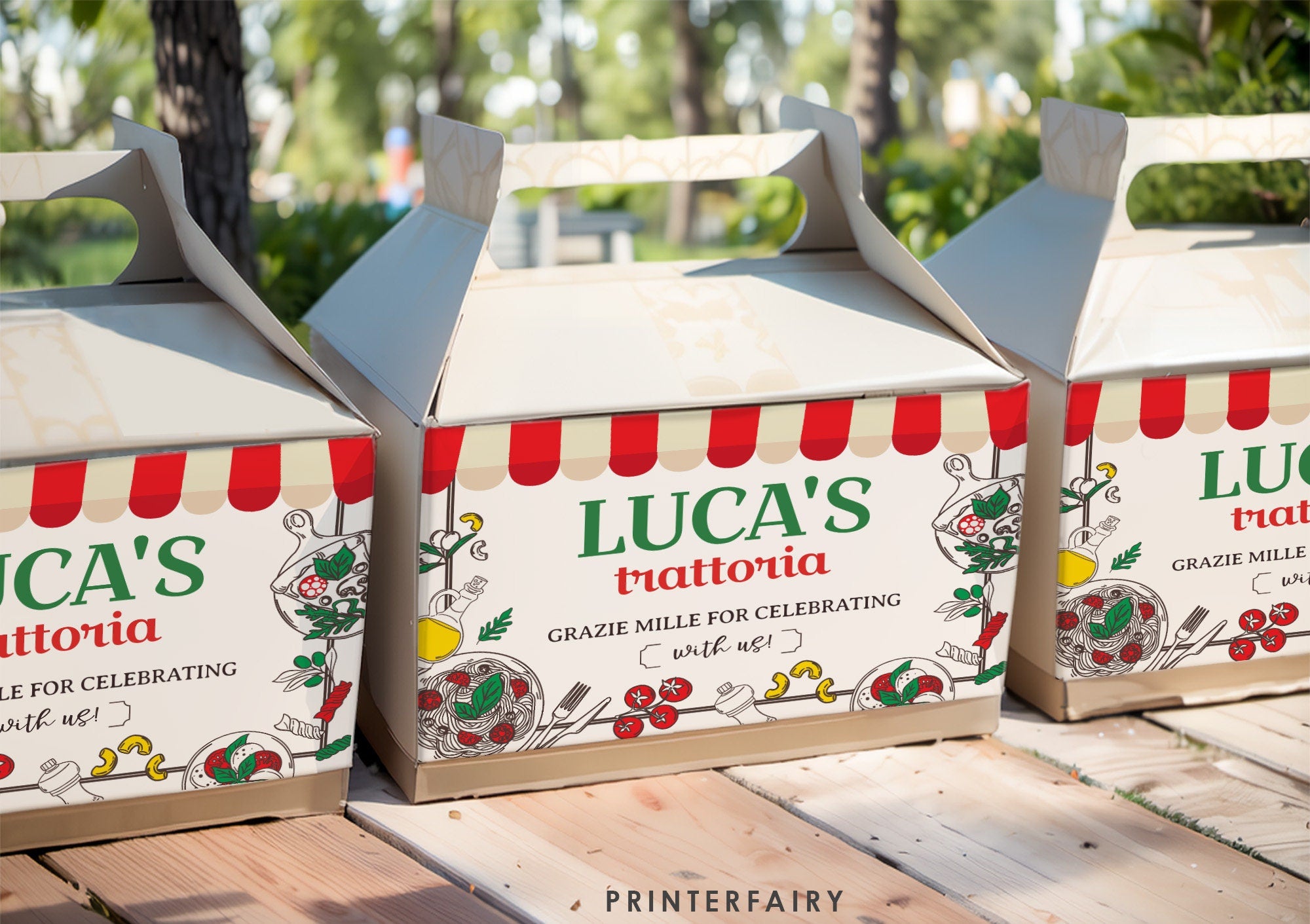 Italian Party Favor Box Label, Editable Treat Box (Digital Item)