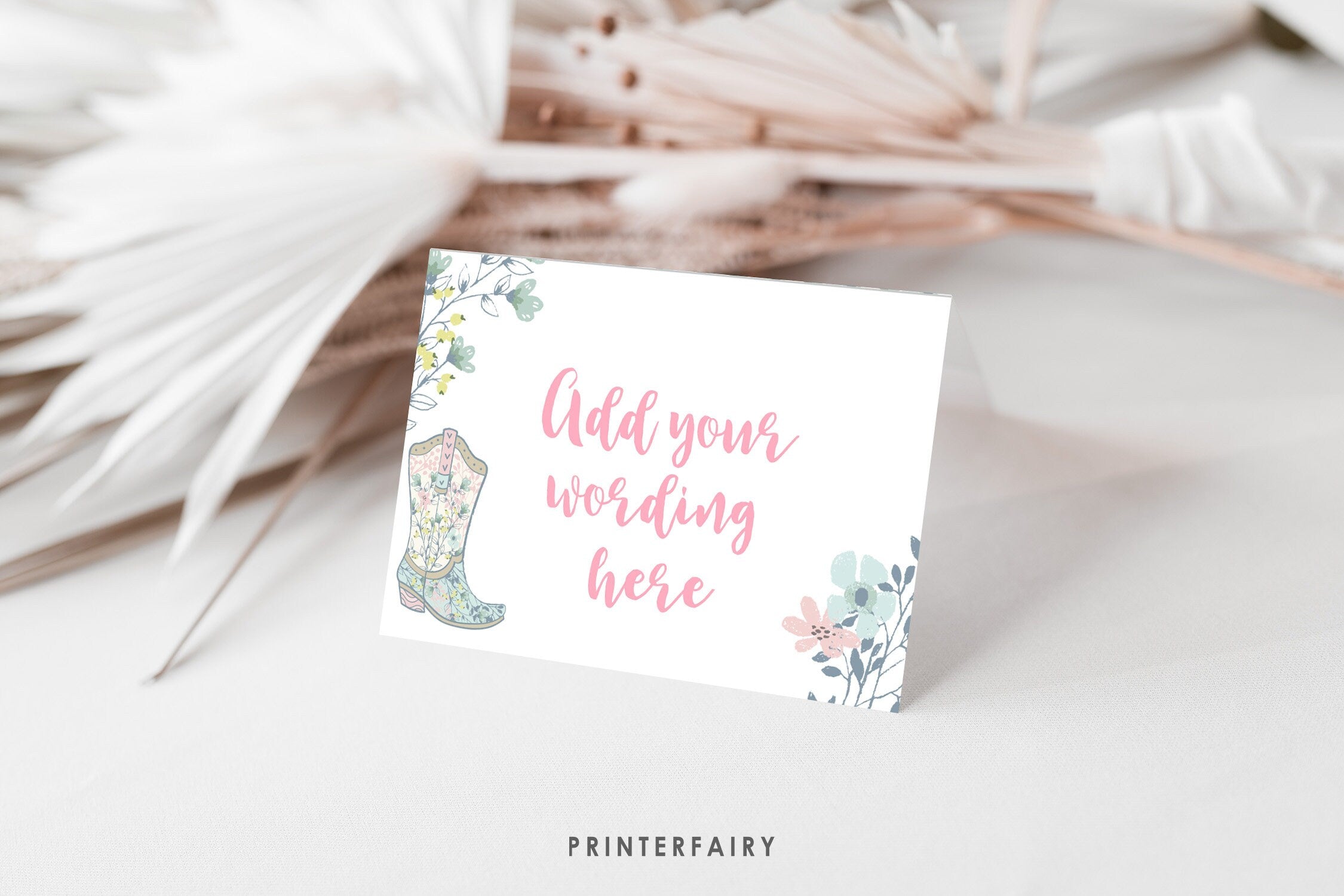 Floral Horse Food Tents, Editable Birthday Party Decor (Digital Download)