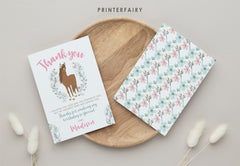 Floral Horse Thank You Card, Editable Template (Digital Download)