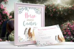 Floral Horse Adoption Pack, EDITABLE Certificate (Digital Download)