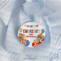 Editable Bear Birthday Cupcake Toppers, Teddy Bear Party (Digital Item)