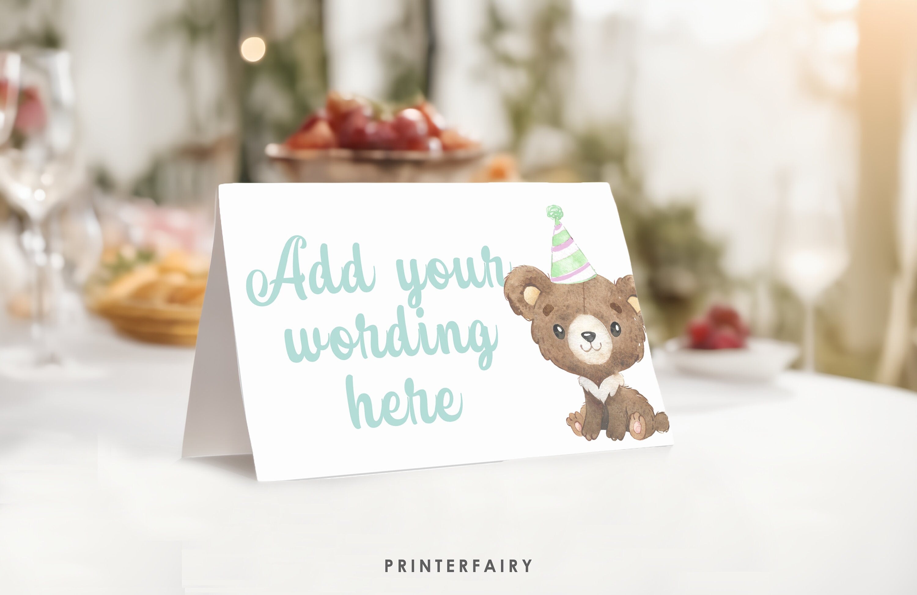 Bear Birthday Food Tents, Printable, Bear-y Fun Birthday, Table Signs, INSTANT DOWNLOAD