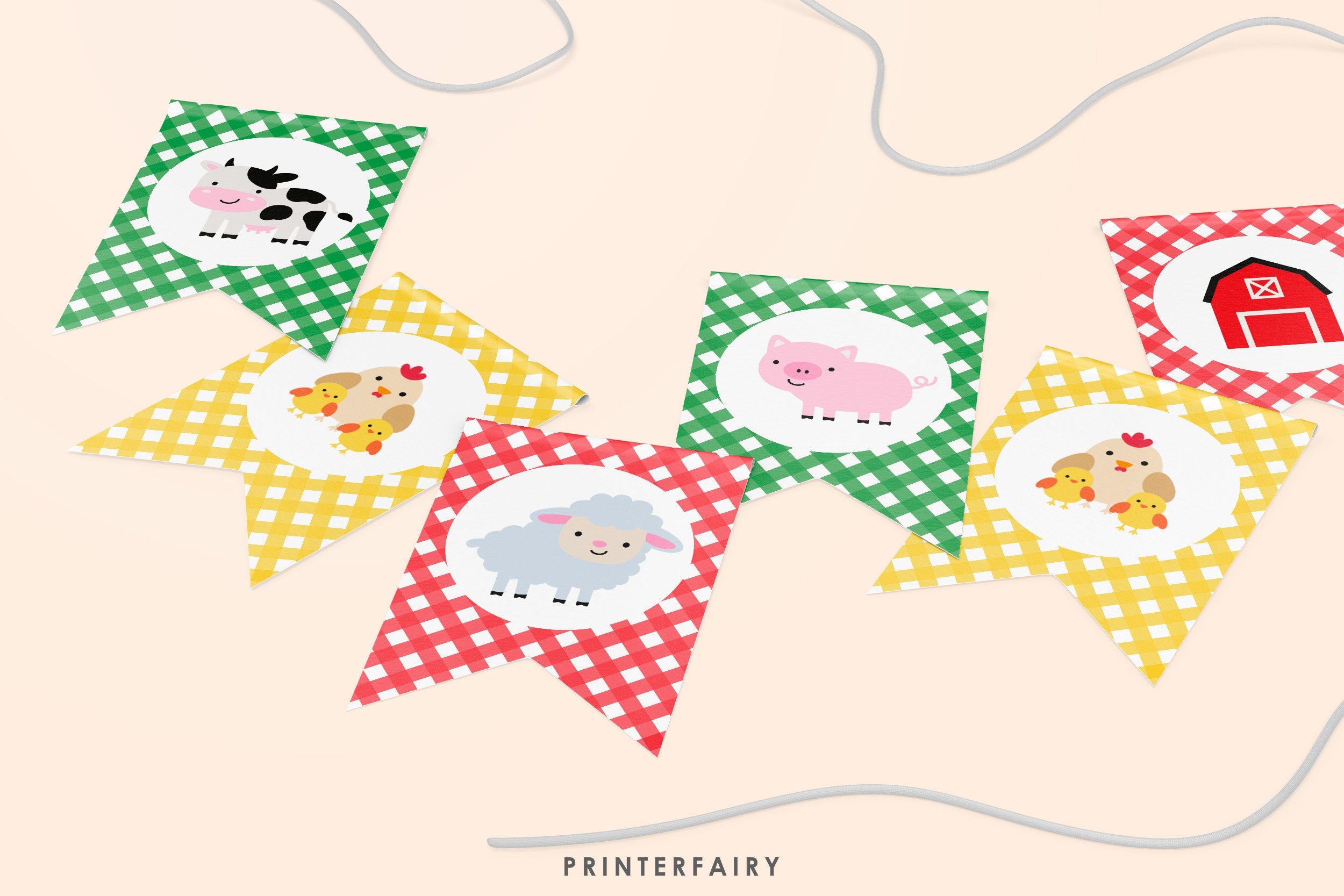 Editable Farm Birthday Banner, Barnyard Animals Party Decorations (Digital)