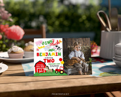 Farm Animals Birthday Invitation, Barnyard 2nd Birthday, Editable Template (Digital Download)