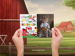 Farm Animals Birthday Invitation, Barnyard 2nd Birthday, Editable Template (Digital Download)