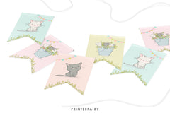 Editable Kitty Cat Birthday Banner, Kitten Garden Party (Digital Download)