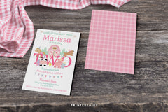 Farm Animals Second Birthday Invitation, Pink Barnyard, Editable Template (Digital Download)