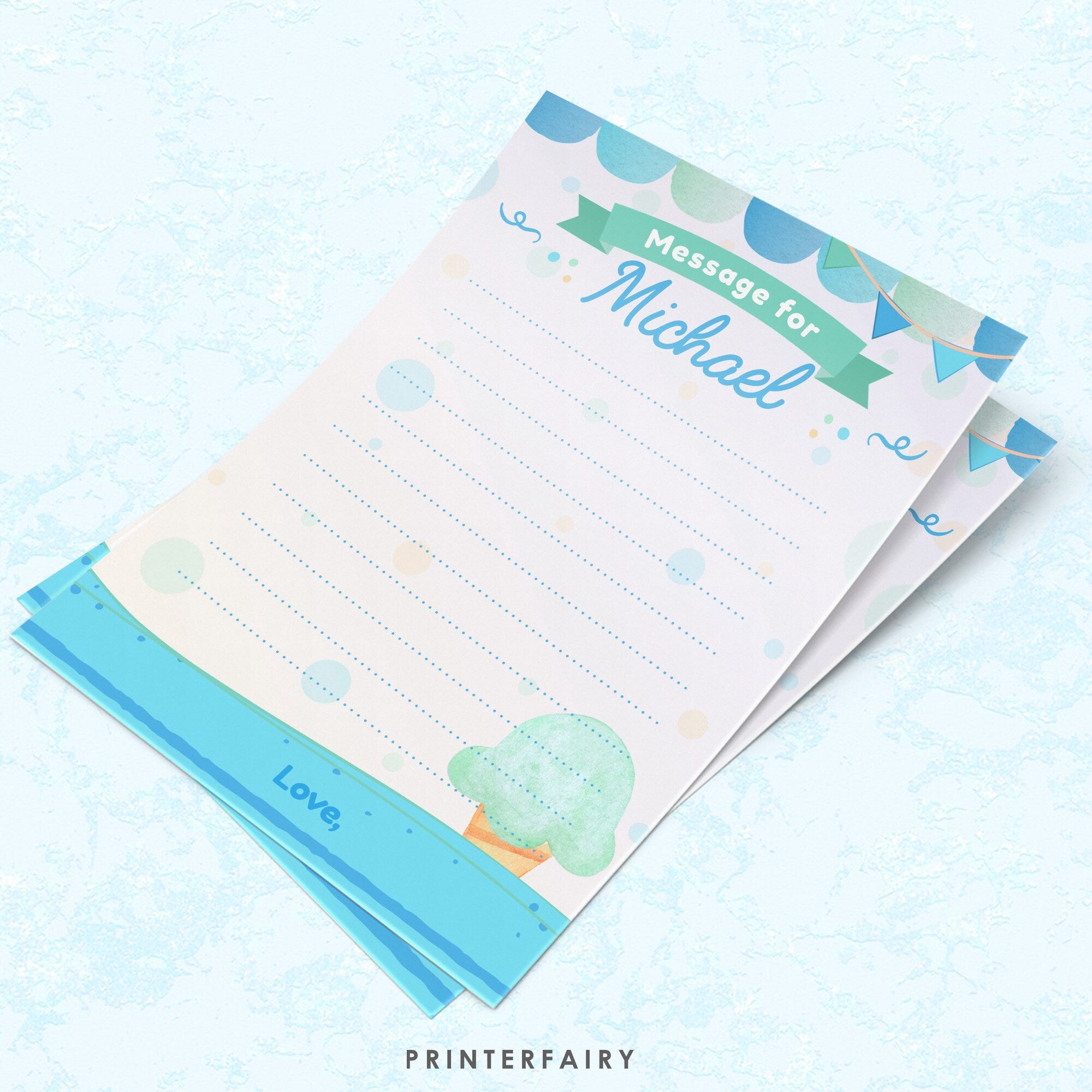 Ice Cream Birthday Time Capsule, EDITABLE (Digital Item)