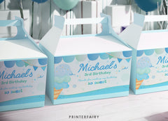 Editable Ice Cream Party Gable Box Label, Summer Birthday (Digital)