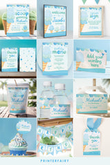 Editable Ice Cream Food Tents, Summer Birthday Decor (Digital Item)