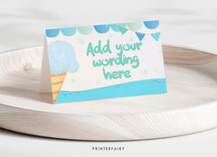 Editable Ice Cream Food Tents, Summer Birthday Decor (Digital Item)
