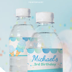 Ice Cream Birthday Water Bottle Label, Editable Party Favor (Digital)