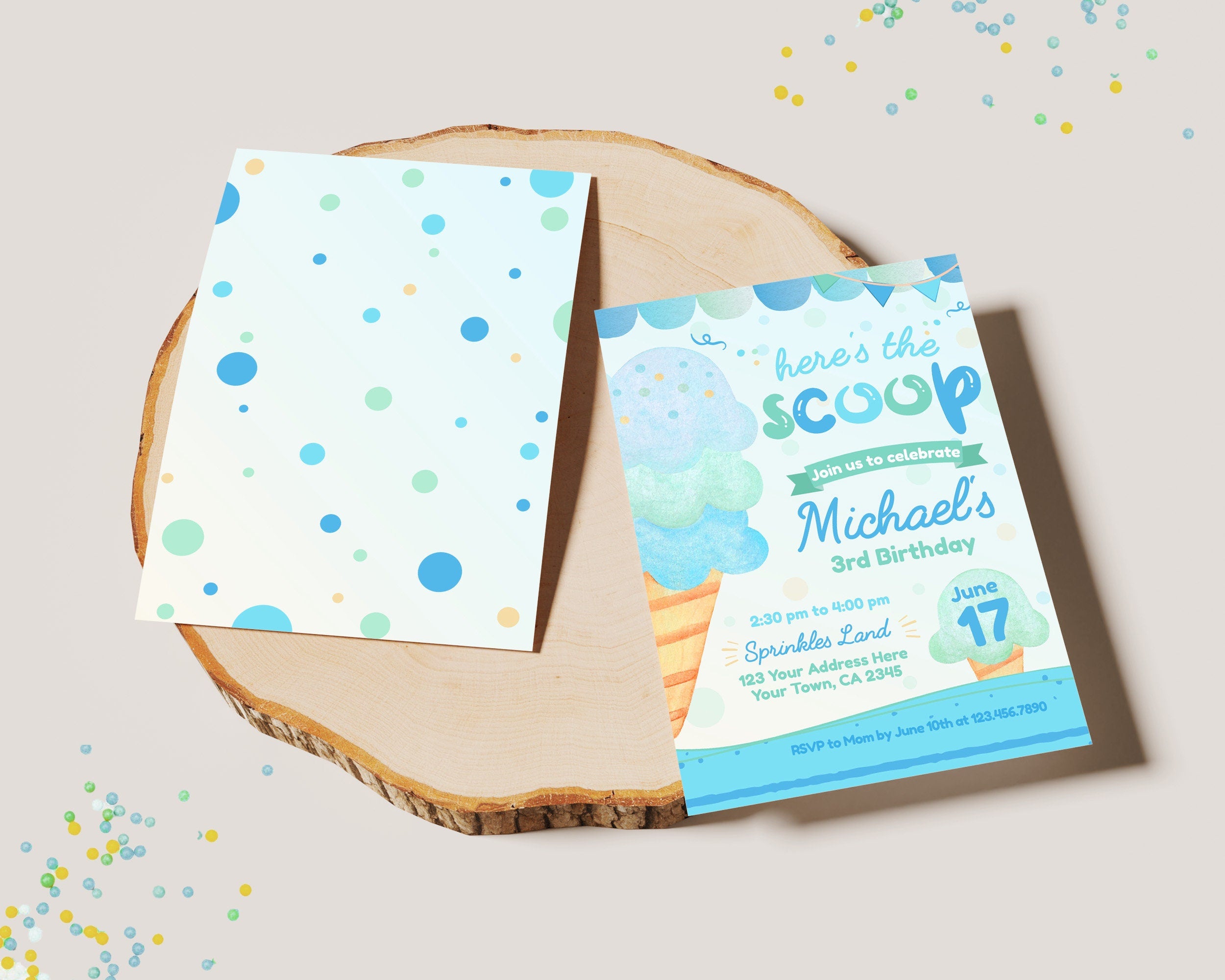 Ice Cream Birthday Party Invitation, Editable Digital Invite (Instant Download)