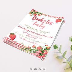 Strawberry Baby Shower Books for Baby Sign (Digital Download)