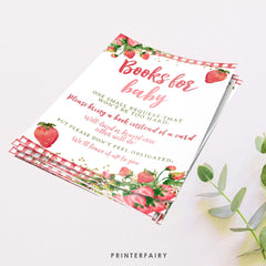 Strawberry Baby Shower Books for Baby Sign (Digital Download)