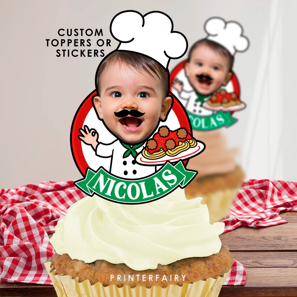 Personalized Meatballs Party Toppers, Spaghetti Birthday (Printable)