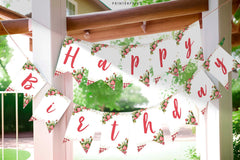 Strawberry Birthday Banner, Editable Party Decor (Instant Download)