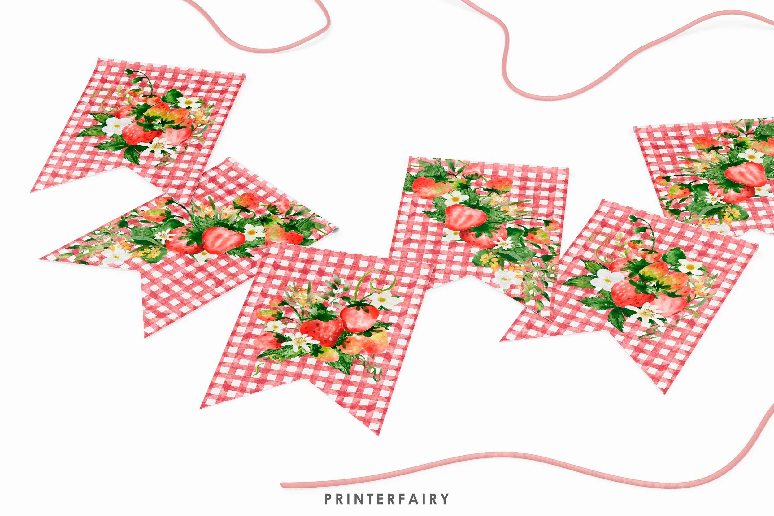 Strawberry Baby Shower Banner, Editable Party Decoration (Digital Item)