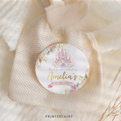 Princess Birthday Party Toppers, Castle Floral Decor (Editable, Instant Download)