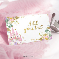 Editable Princess Castle Food Tents, Floral Birthday Decor (Instant Download)
