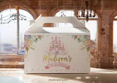 Princess Castle Favor Box Label, Floral Birthday Party (Editable, Instant Download)