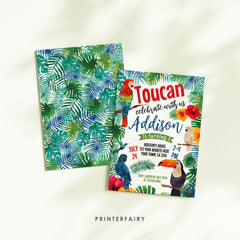 Toucan Birthday Invitation, EDITABLE, Tropical Luau Invite (INSTANT DOWNLOAD)